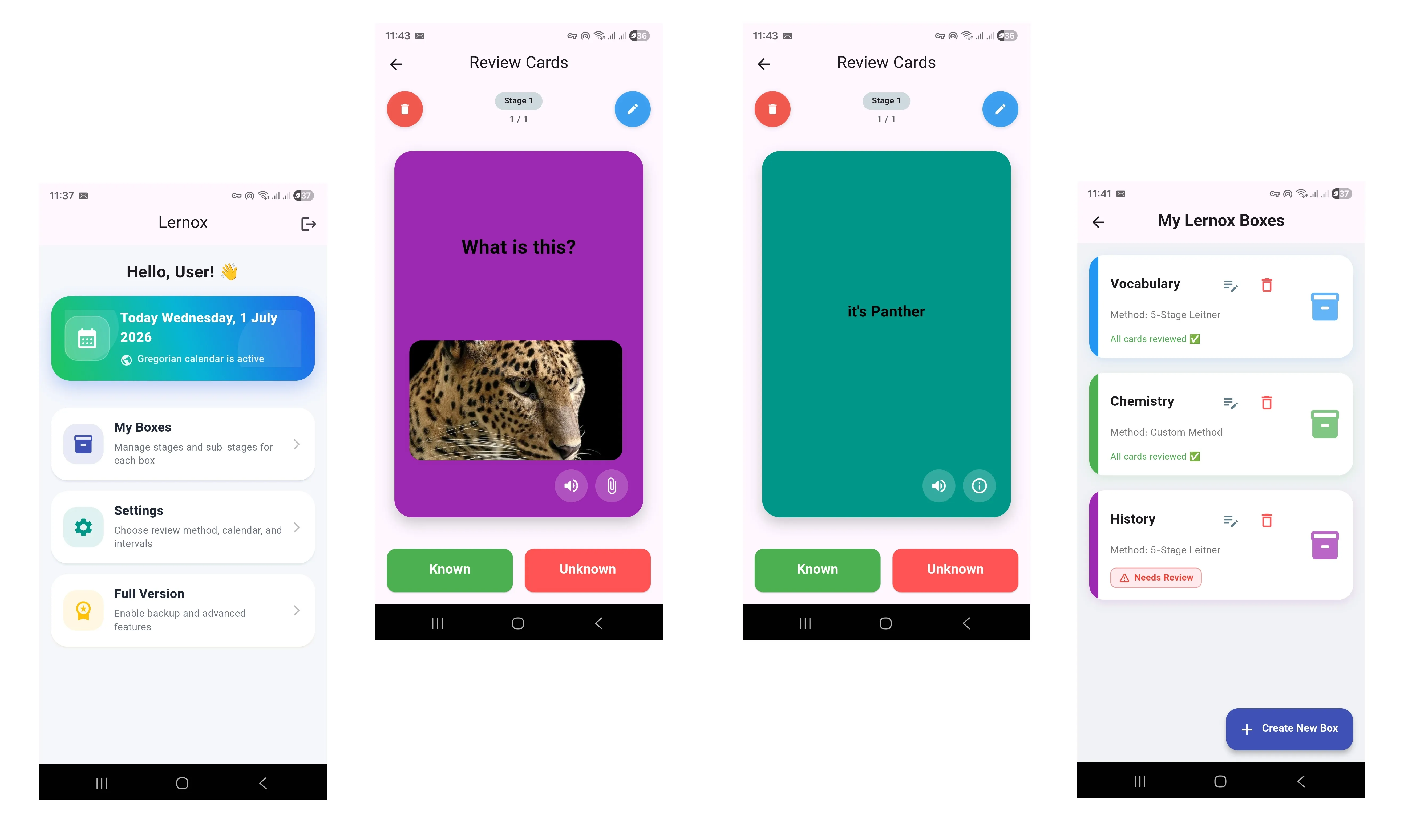 Lernox App Features Interface